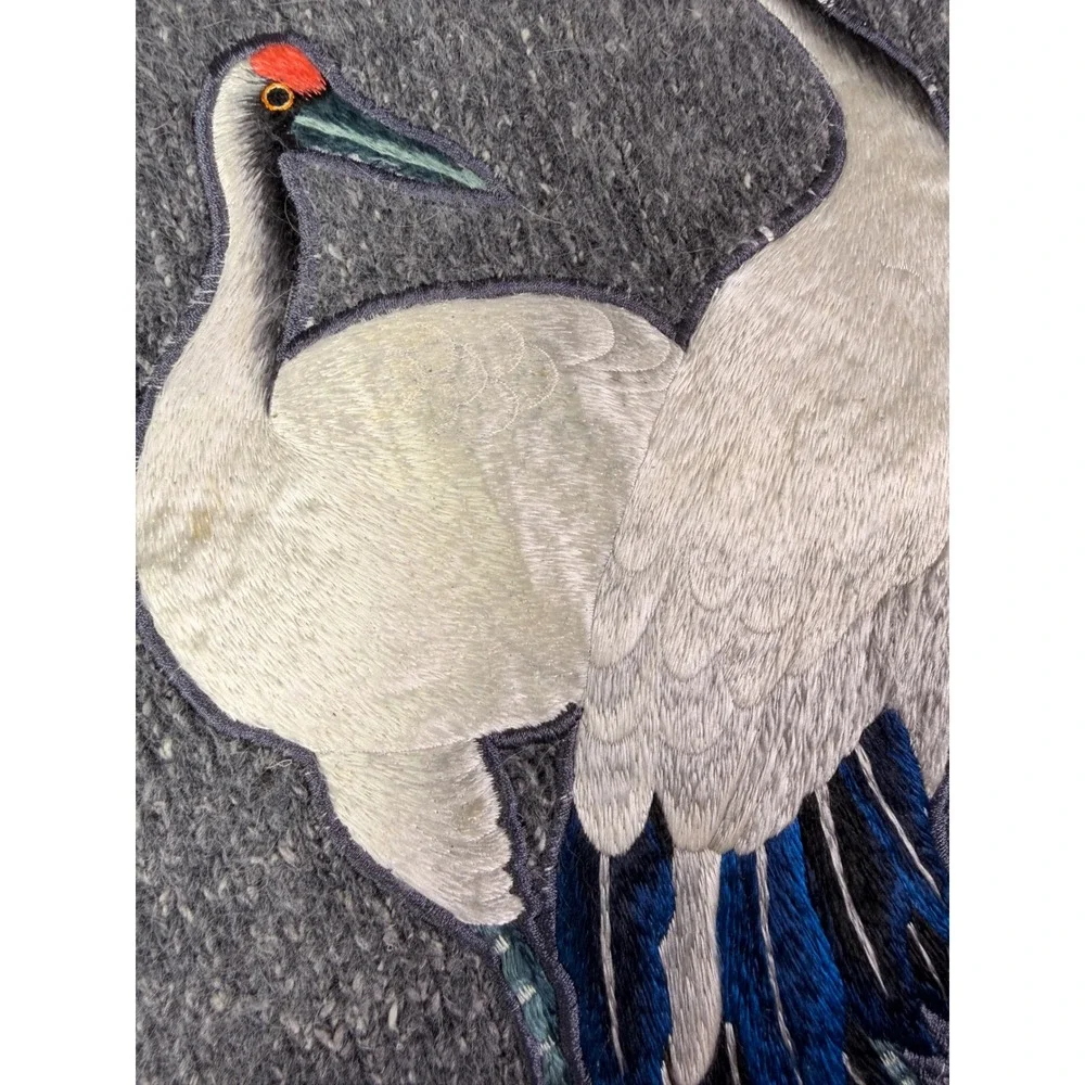 Vintage IB Diffusion Gray Embellished Crane Sweater Women's Size‎ P Silk Angora - Picture 9 of 10